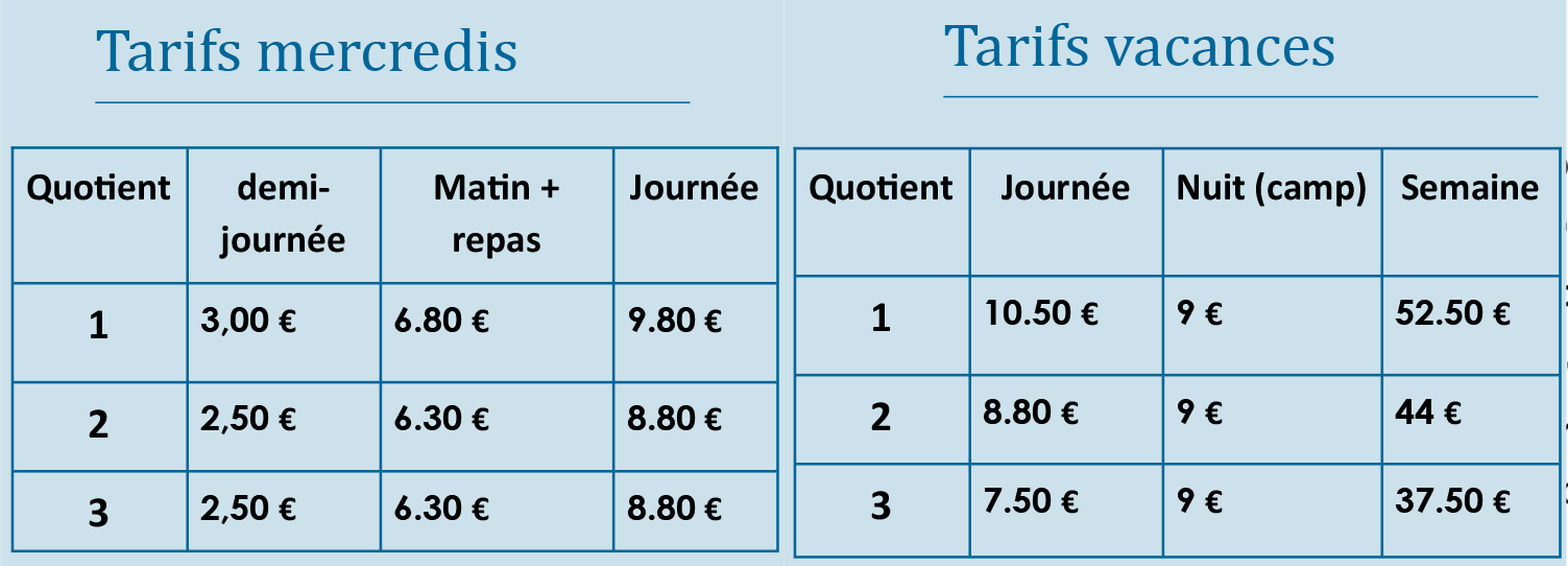 tarifs accueil de loisirs à bellegarde