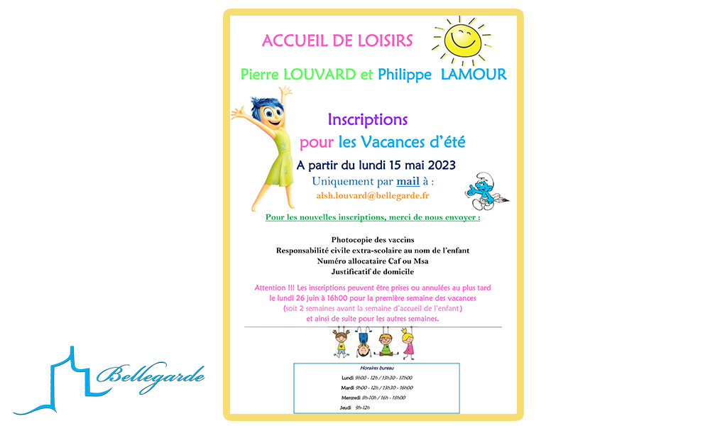 Inscription accueils de loisirs vacances d’été.