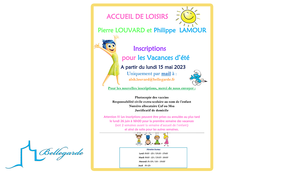 Inscription accueils de loisirs vacances d’été.